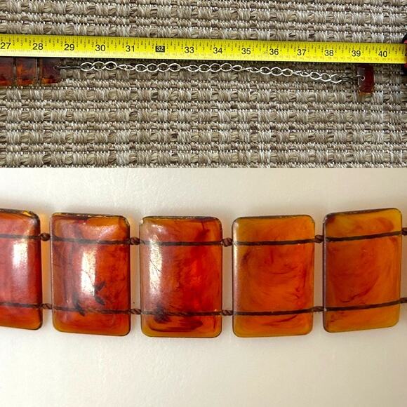 Vintage 70s Lucite Tortoise Chain Belt, Mod and Adjustable main image 5